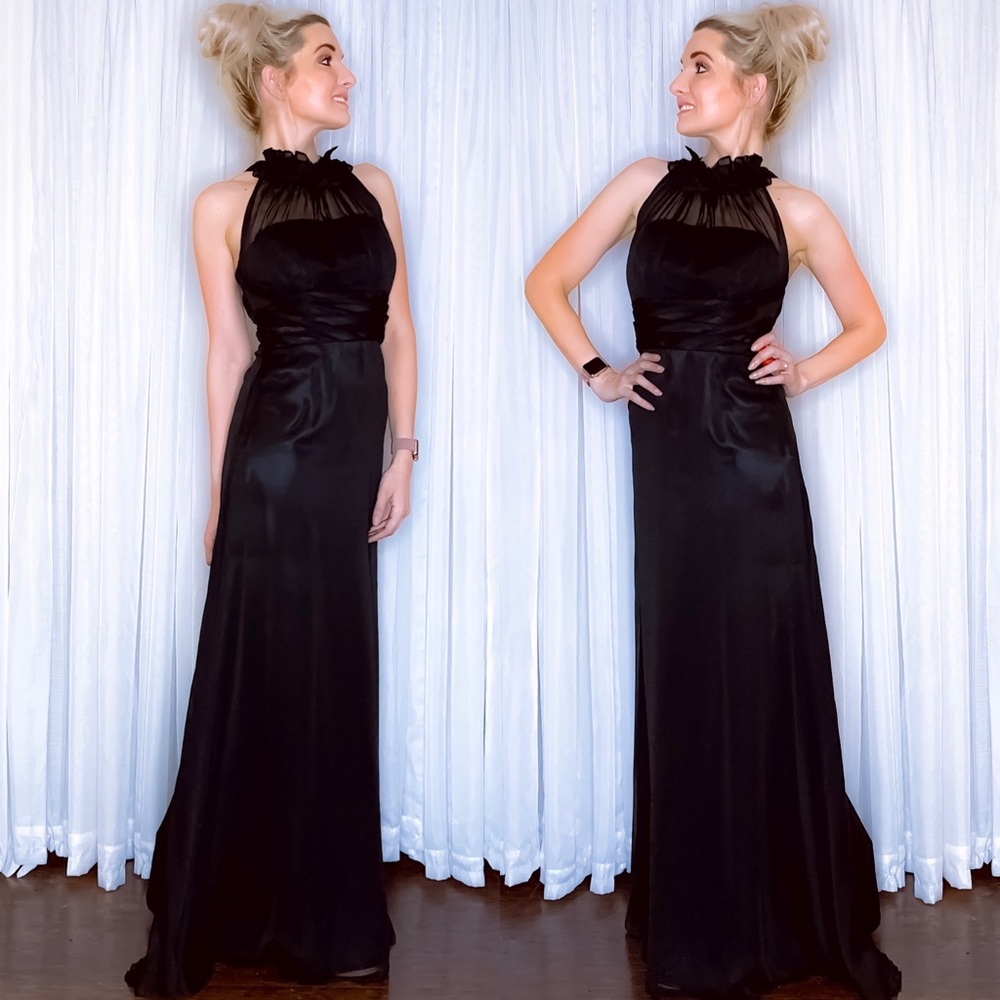 Black Long Bridesmaid Prom Homecoming Dress - Picture 5 of 8